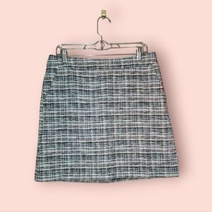 LOFT Tweed Mini Skirt 10 Grey White Black Textured A-Line NWT Work Office Chic
